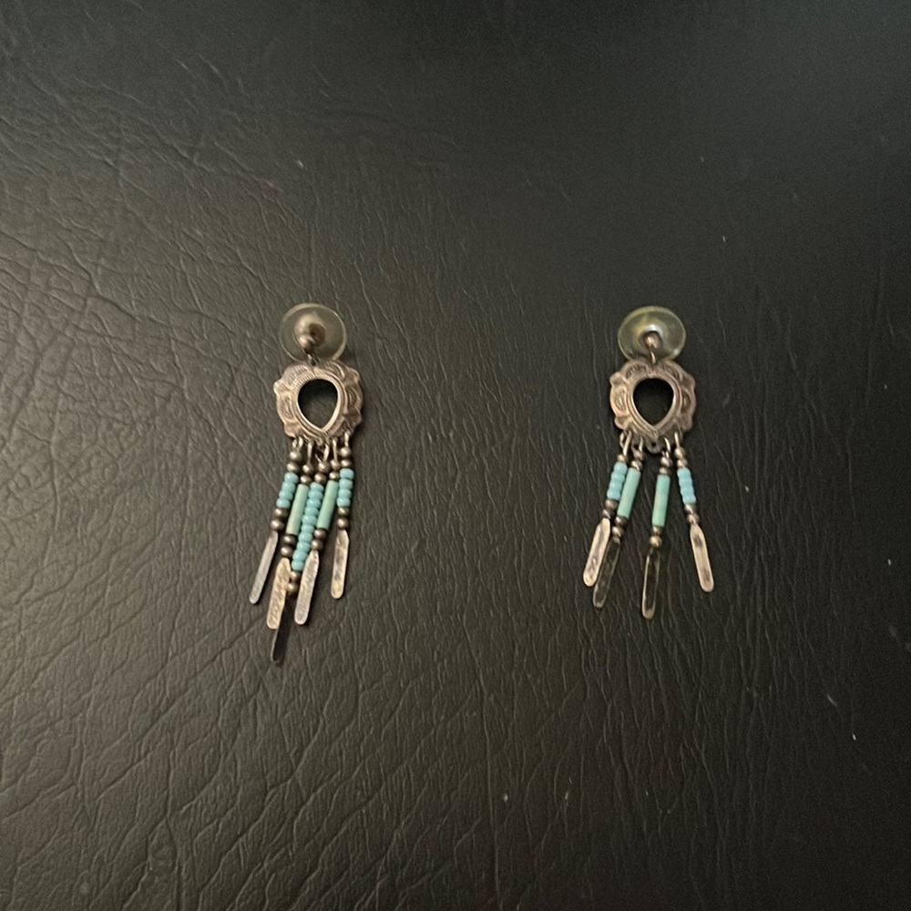 blue and silver earrings